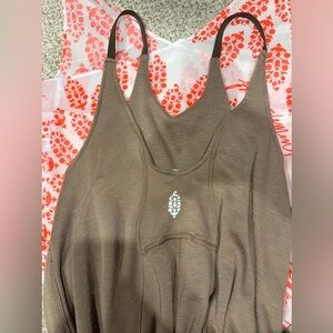 FP Movement by Free People Taupe Brown Strappy Jumpsuit